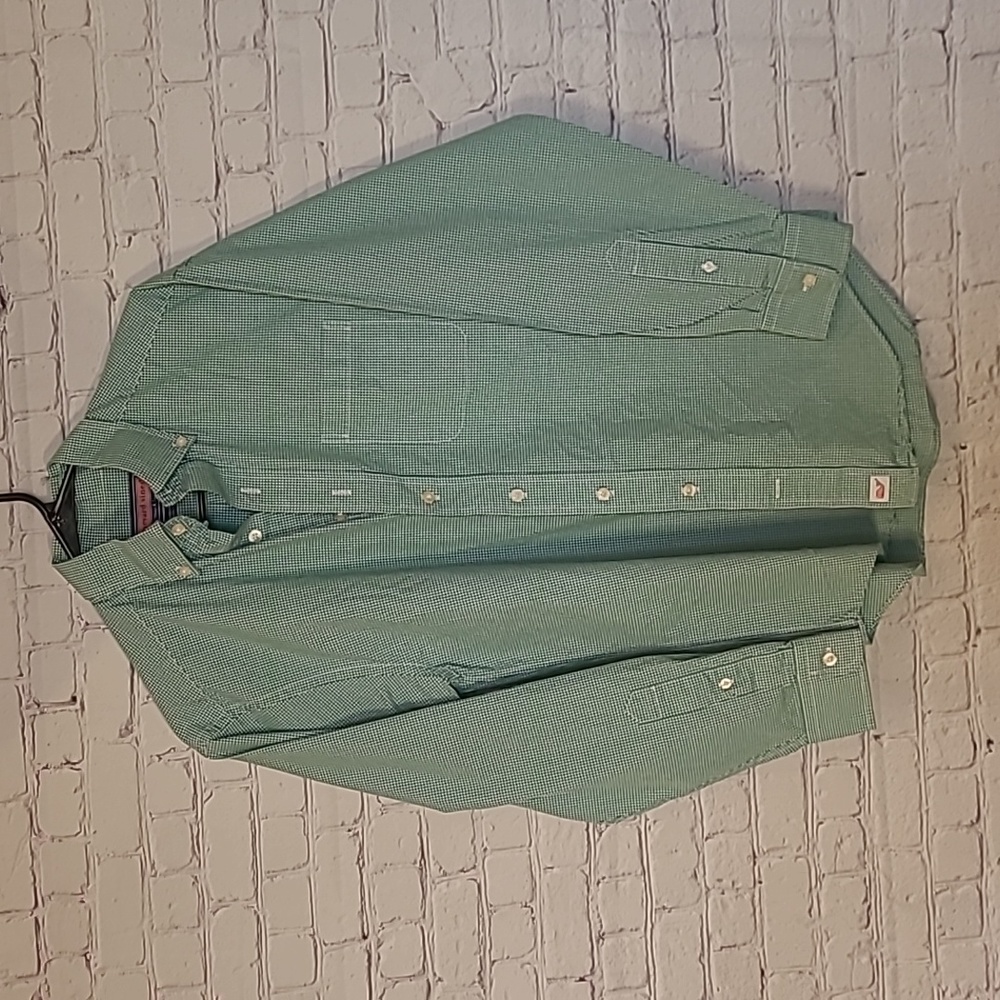 Women's size Small Vineyard Vines Green White Checked Murray Shirt